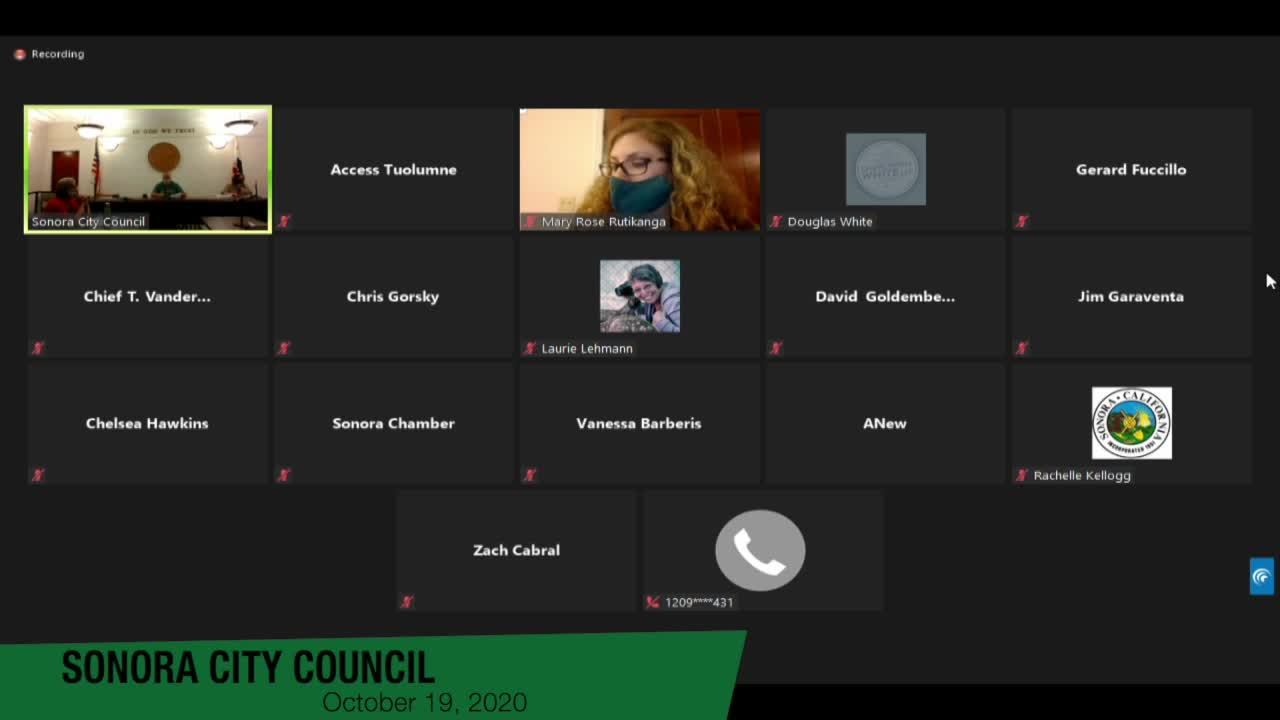 Sonora City Council - October 19, 2020