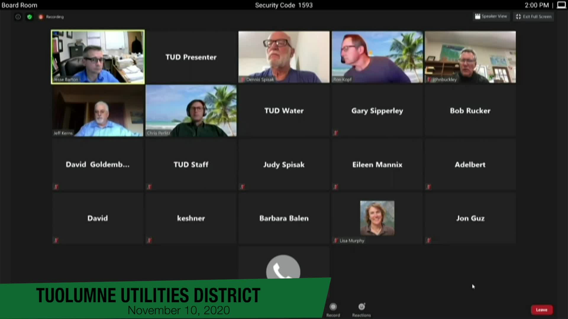 Tuolumne Utilities District - November 10, 2020